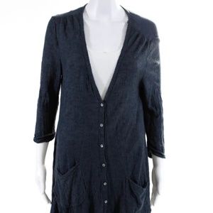 Anthropologie Moth Islet Duster Long Cardigan Linen Blend